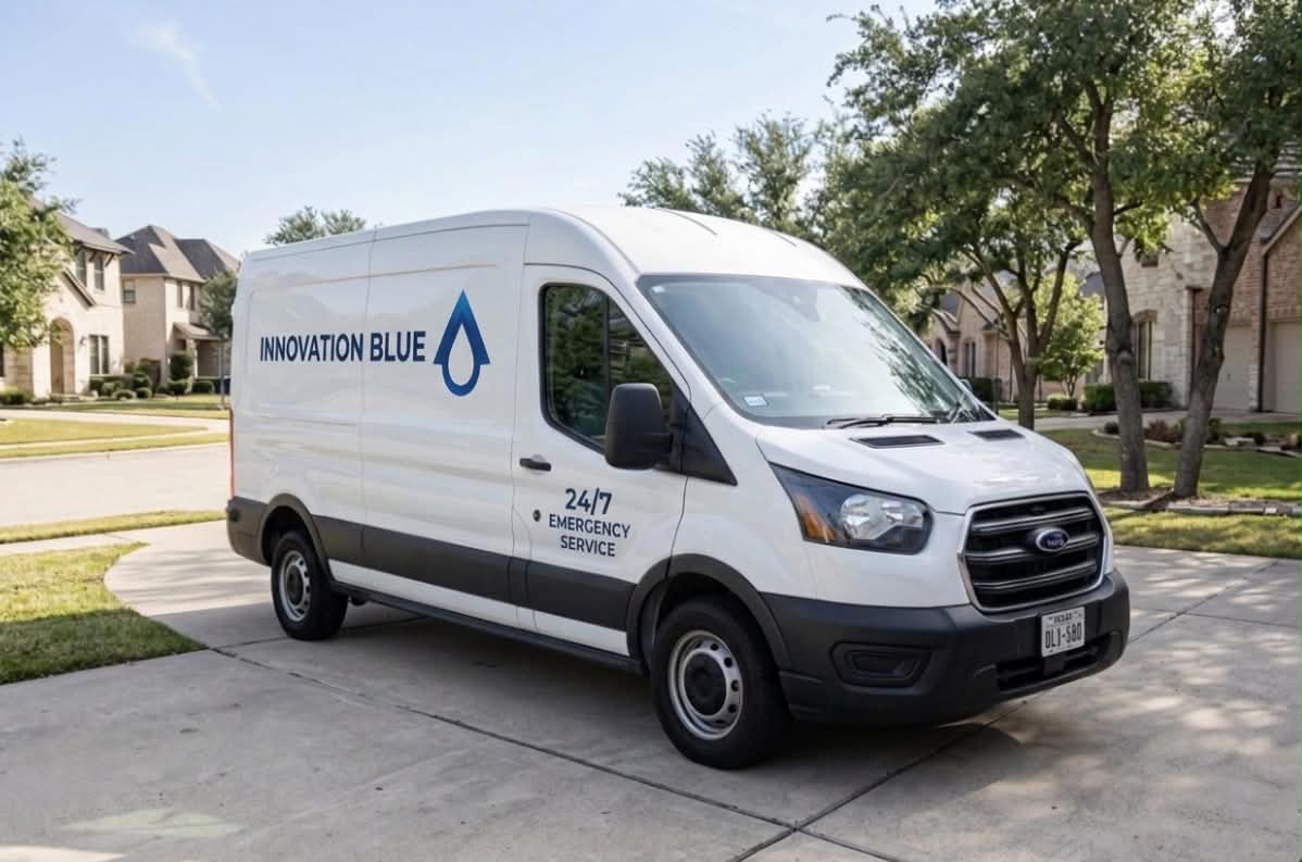 Innovation Blue van with a proposed logo design